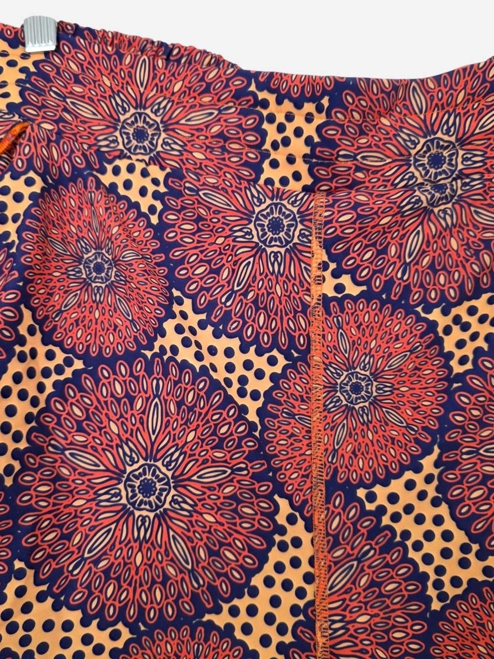 Women's Printed Ruched Jogger Pants in Red, Orange and Blue - Picture 3 of 3